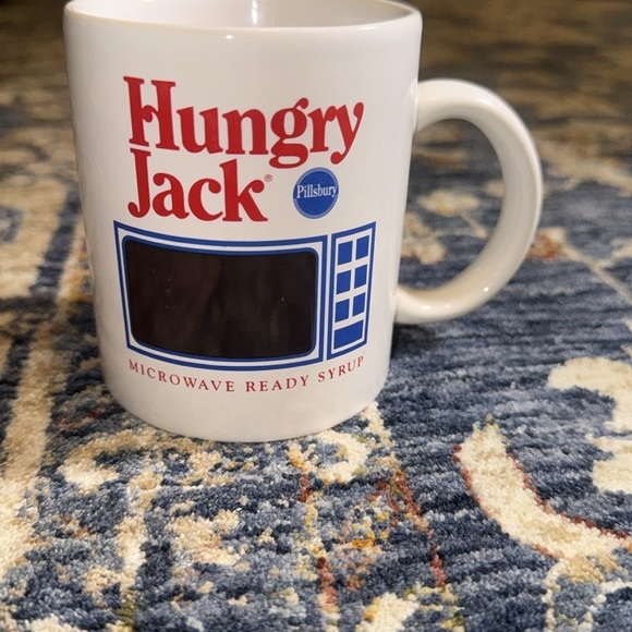 HUNGRY JACK Pillsbury MICROWAVE READY SYRUP Ceramic Red/Blue Coffee/Tea Mug Cup - Picture 3 of 15